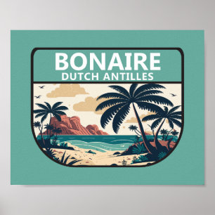 Poster Emblème rétro des Antilles néerlandaises Bonaire
