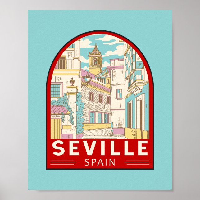 Poster Emblème rétro voyage Séville Espagne (Devant)