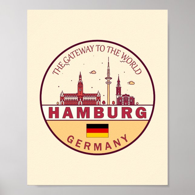Poster Emblème Skyline de Hambourg Allemagne (Devant)