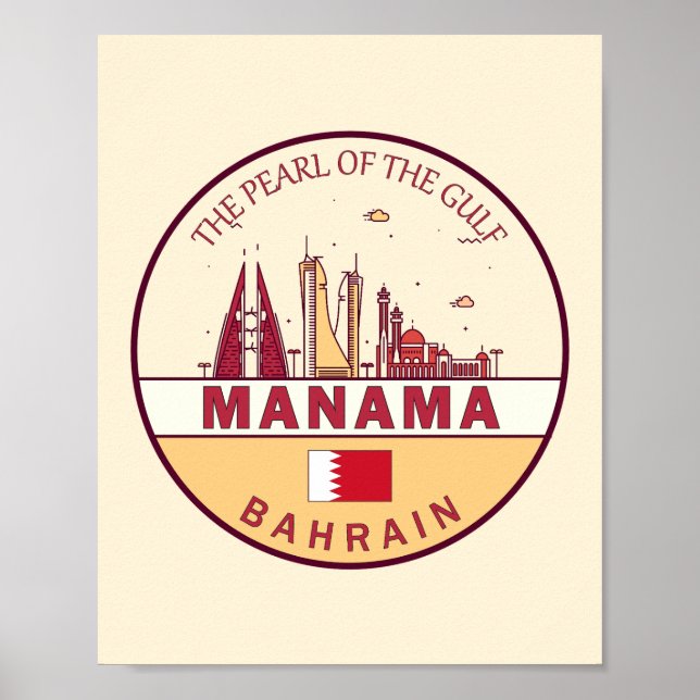Poster Emblème Skyline de Manama à Bahreïn (Devant)