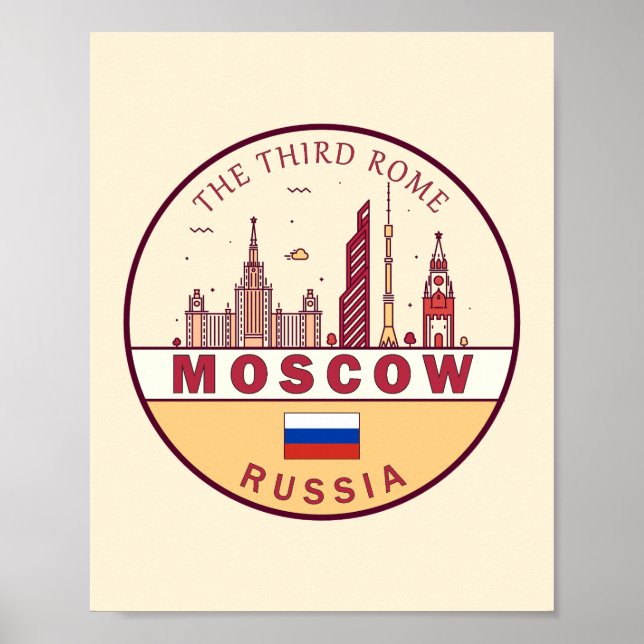 Poster Emblème Skyline de Moscou Russie (Devant)