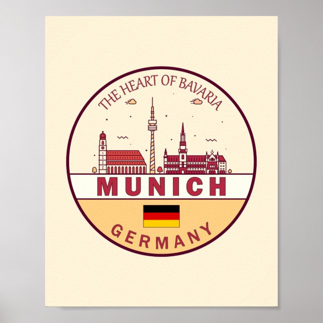 Poster Emblème Skyline de Munich Allemagne (Devant)