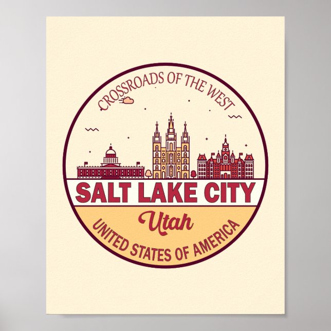 Poster Emblème Skyline de Salt Lake City Utah City (Devant)