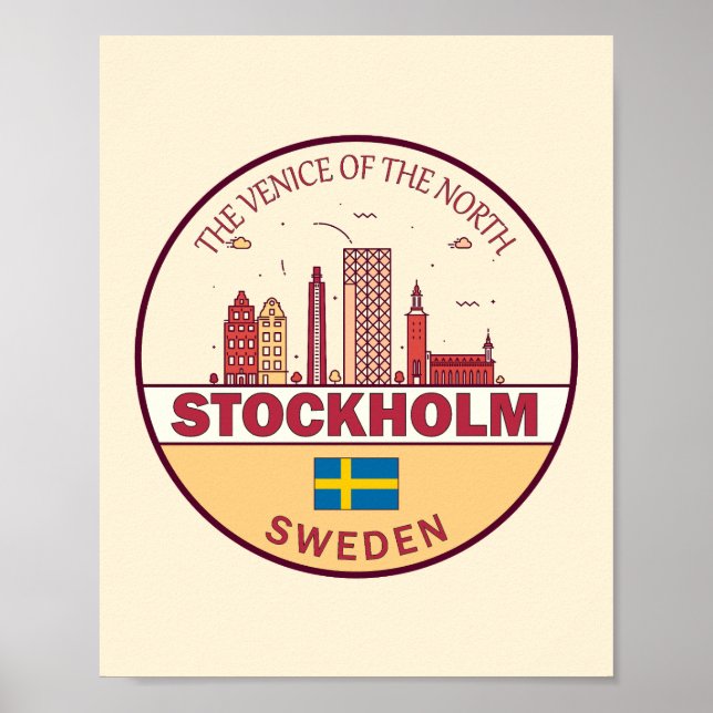 Poster Emblème Skyline de Stockholm Suède (Devant)