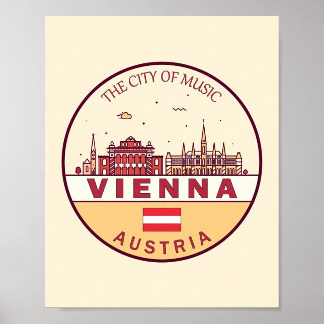 Poster Emblème Skyline de Vienne Autriche (Devant)