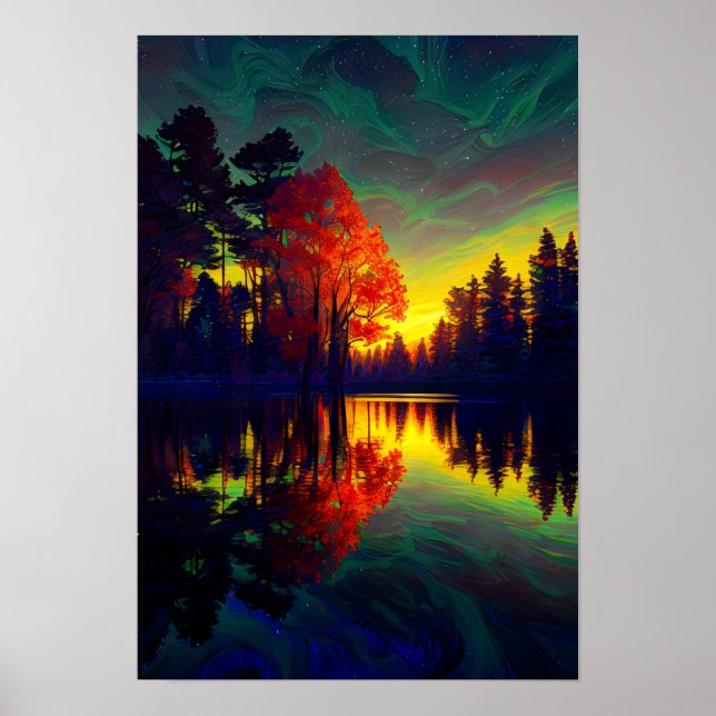 Poster Embrace de Twilight, lac entouré de forêts (Devant)