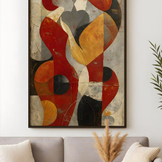 Poster Embrace Them – Modern Silhouette Lovers Art in Red