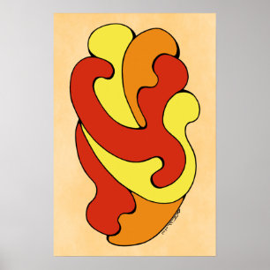 Poster Embracer les courbes (Jaune, Rouge, Orange)