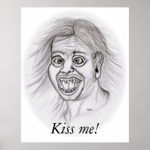 Poster Embrasse-moi! - dessin au crayon