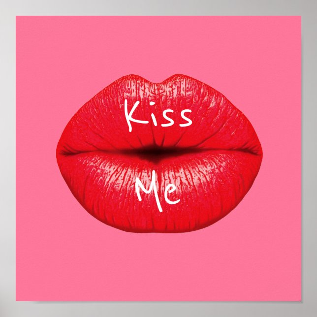 Poster Embrasse-moi Red Lipstick pop art lèvres sur girly (Devant)