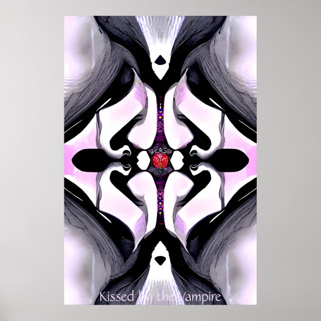 Poster Embrassé par le vampire - Gothique Abstrait AI Art (Devant)