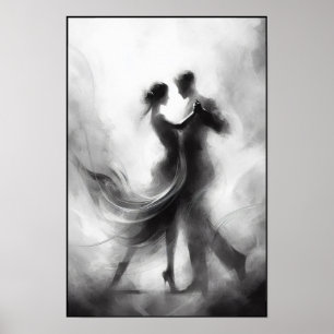 Poster Embrasser le tango monochrome en mouvement