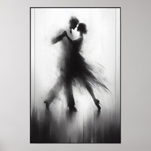 Poster Embrasser le tango monochrome en mouvement