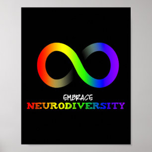 Poster Embrassez La Neurodiversité Autisme Asd Adhd Rainb