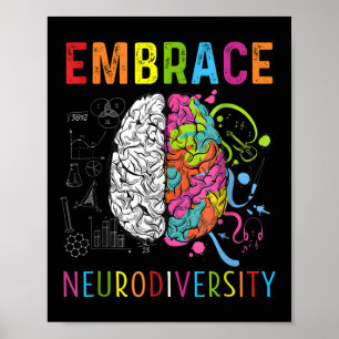 Poster Embrassez La Neurodiversité Cerveau Embrassez L'Au