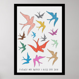 Poster Embrassez l'art Sky Bird avec frontière