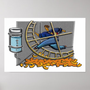 Poster Embrayage homme en cage Jogging Hamster Roue Impre