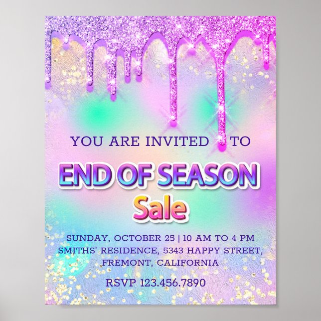 Poster Emend Saison Vente Parties scintillant Drips Holog (Devant)