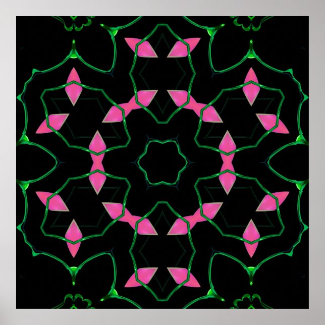 Poster Emerald and Pink Kaleidoscope  (Devant)