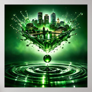 Poster Emerald City Boston Liquide Art