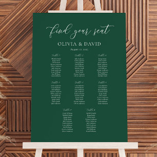 Poster Emerald Elegant Script 8 table Seating Chart