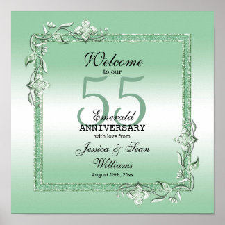 Poster Emerald Gem & Parties scintillant 55e Mariage
