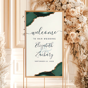 Poster Emerald Green Agate Ivory 32x48 Mariage Bienvenue