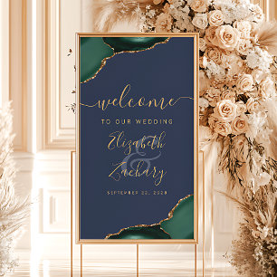 Poster Emerald Green Agate Navy 32x48 Mariage Bienvenue