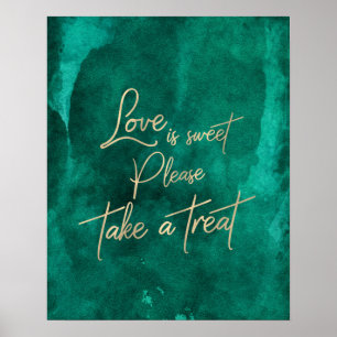 Poster Emerald Green Aquarelle Or l'amour est doux