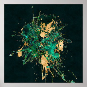 Poster Emerald Green et Gold abstrait