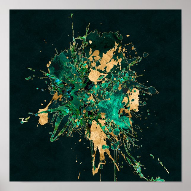 Poster Emerald Green et Gold abstrait (Devant)