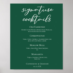 Poster Emerald Green Mariage Signature Cocktails Bar Menu