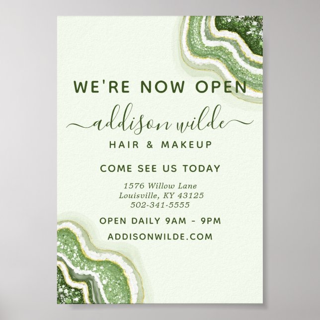 Poster Emerald Green Parties scintillant Agate Geode Luxe (Devant)