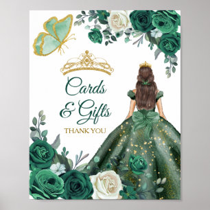 Poster Emerald Green Robe Quinceañera Cartes et cadeaux