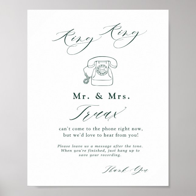 Poster Emerald Green Vintage Botanical en Audio Guestbook (Devant)