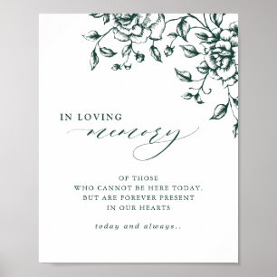 Poster Emerald Green Vintage Botanical en mémoire d'amour