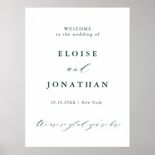 Poster Emerald Greenery Mariage botanique Vintage Bienven