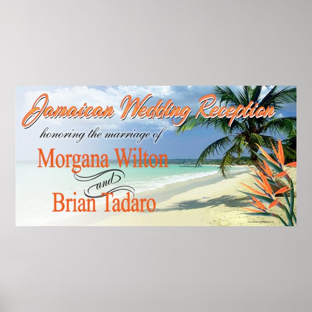 Poster Emerald Waters Jamaican Beach Réception de mariage (Devant)