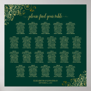 Poster Émeraude Vert 22 Mariage de table Carte de siège O