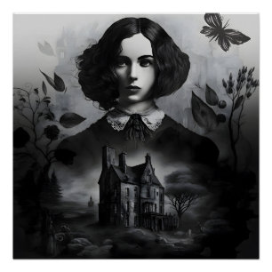 Poster Emily Bronte, Écrivaine gothique victorienne de Ja