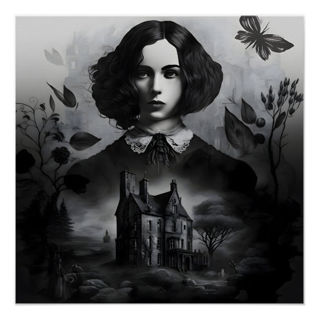 Poster Emily Bronte, Écrivaine gothique victorienne de Ja (Devant)