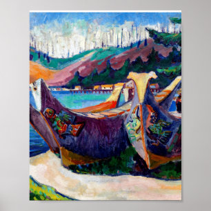 Poster Emily Carr Peinture Canoës de guerre autochtones