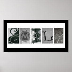 Poster Emily Spelt Out in Photo Alphabet Letters