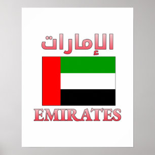 Poster Emirates Drapeau des Émirats Arabes Unis et anglai