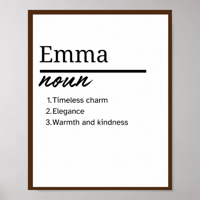 Poster Emma, Fille Définition Personnalisée Du Nom (Devant)