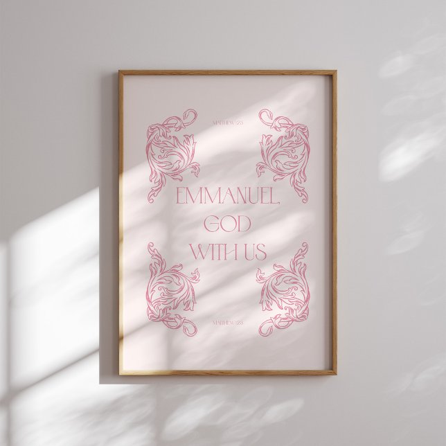 Poster Emmanuel God With Us Pink Christian Christmas (Créateur téléchargé)