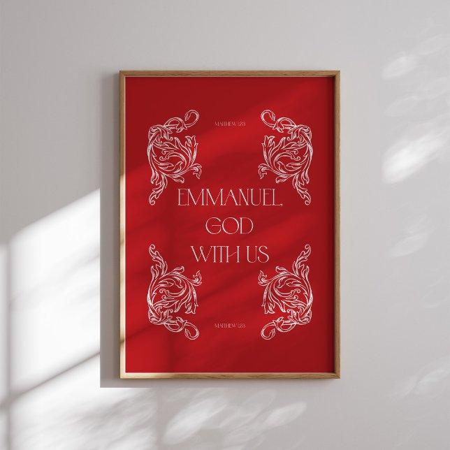 Poster Emmanuel God With Us Red Christian Christmas Poste (Créateur téléchargé)