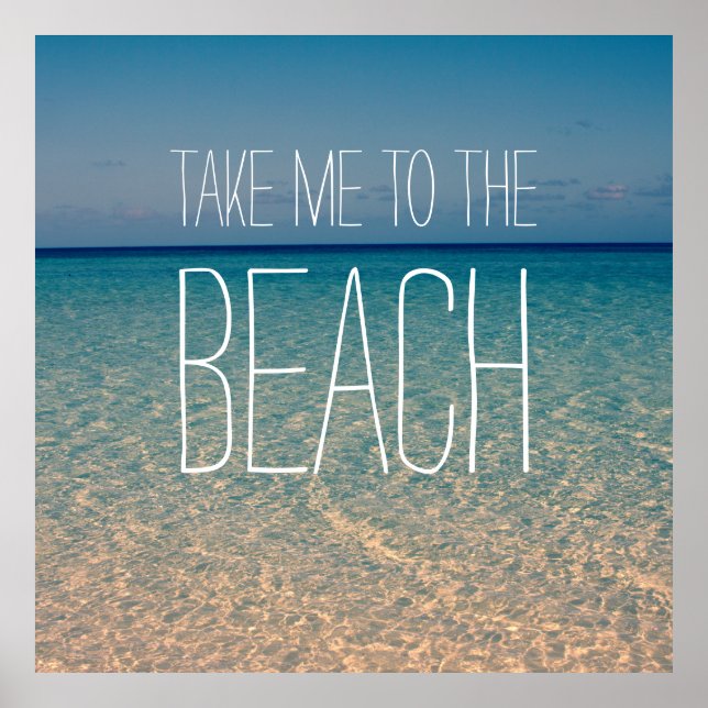 Poster Emmenez-moi au Beach Sea Water Blue Sky Gold Sand (Devant)