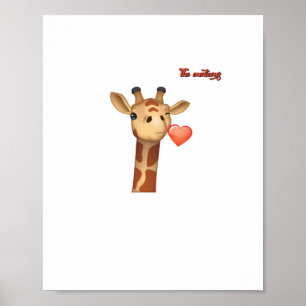 Poster emoji clin d'œil baiser cœur visage girafe  