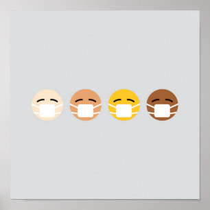 Poster Emoji Masqué Visages Masque Haut COVID